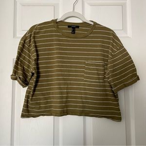 f21 olive green stripe shirt
